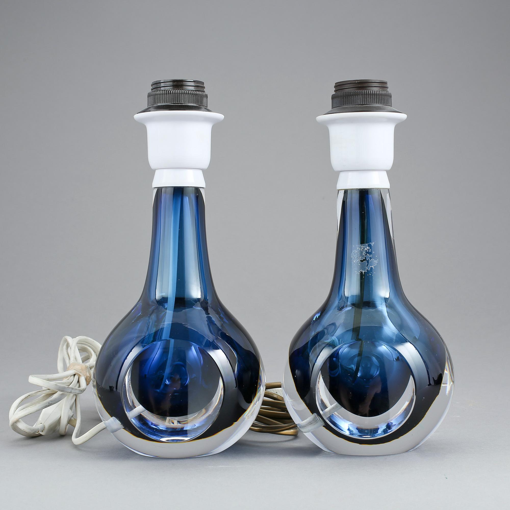 BORDSLAMPOR, ett par, glas, Mona Morales-Schildt, Kosta, 1960-tal.