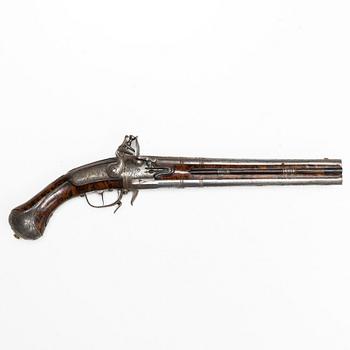 Flintlock pistol, so-called Wender, signed, mid-18th century.