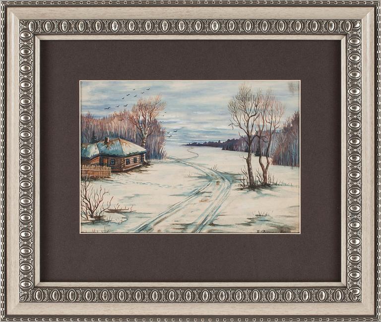 NIKOLAJ RYKALOFF, akvarell, sign.