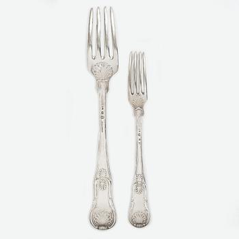 Adolf Zethelius, Gafflar, 12 st, silver, Stockholm 1837.