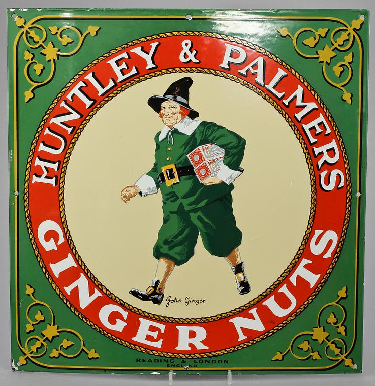 EMALJSKYLT, "Huntley & Palmers Ginger Nuts", omkring 1900-talets mitt.