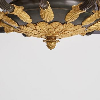 A French late Empire mid 19th century twelve-light hanging-lamp.