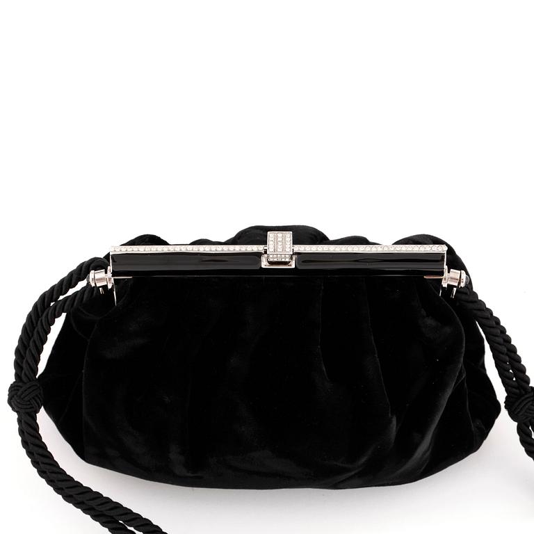 RALPH LAUREN, a black velvet evening bag.