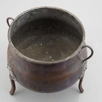 A copper kettle, 18th Century.