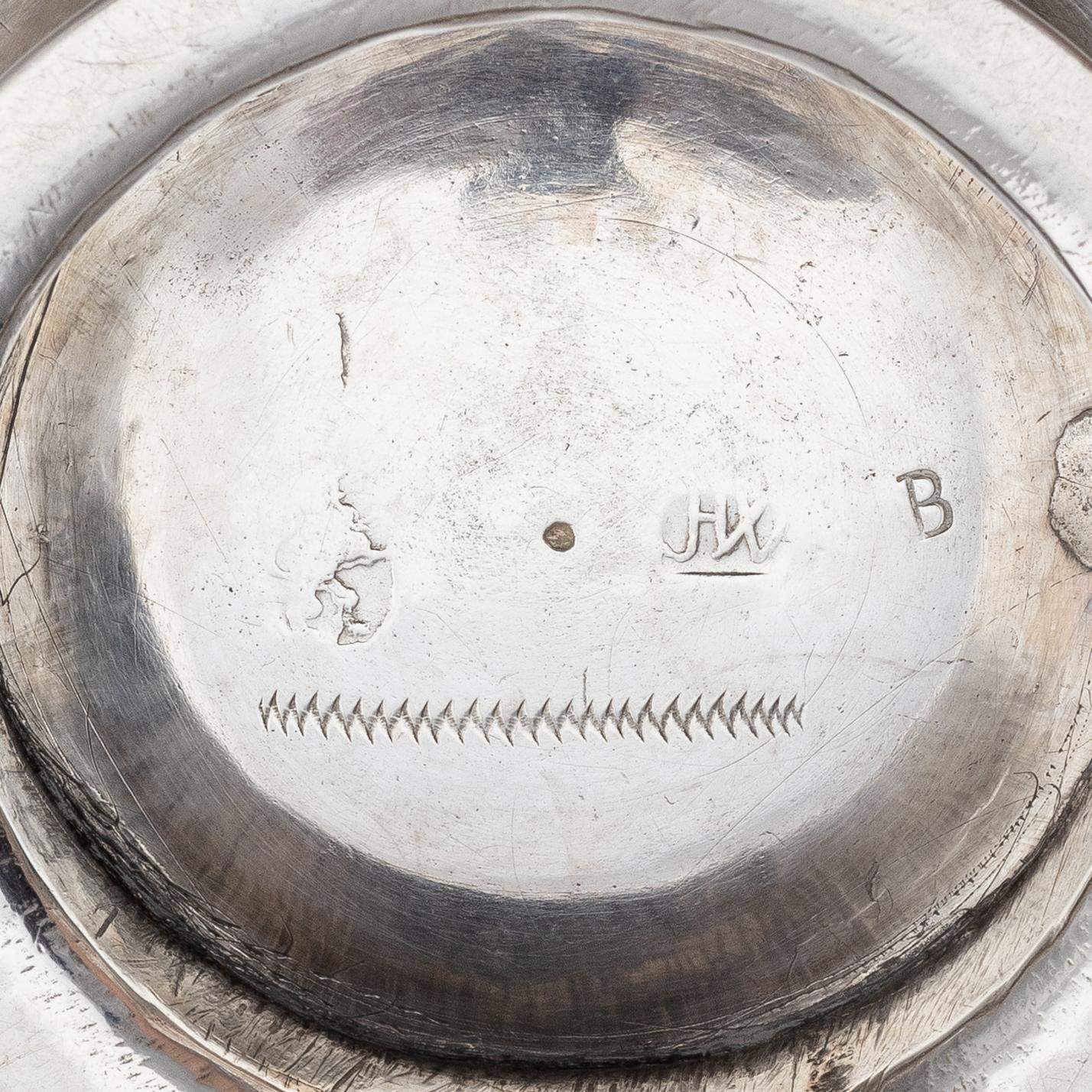 Hans Wiggman, brännvinsskål, silver, Kalmar 1750. Senbarock.