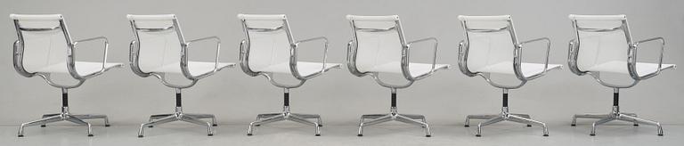 A pair of Charles & Ray Eames 'Aluminium Group, EA 107' armchairs, Vitra.