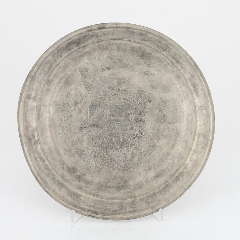 A group of eight Swedish pewter dishes, 18th-20th Century, including Mathias Norling, Jönköping, 1863.