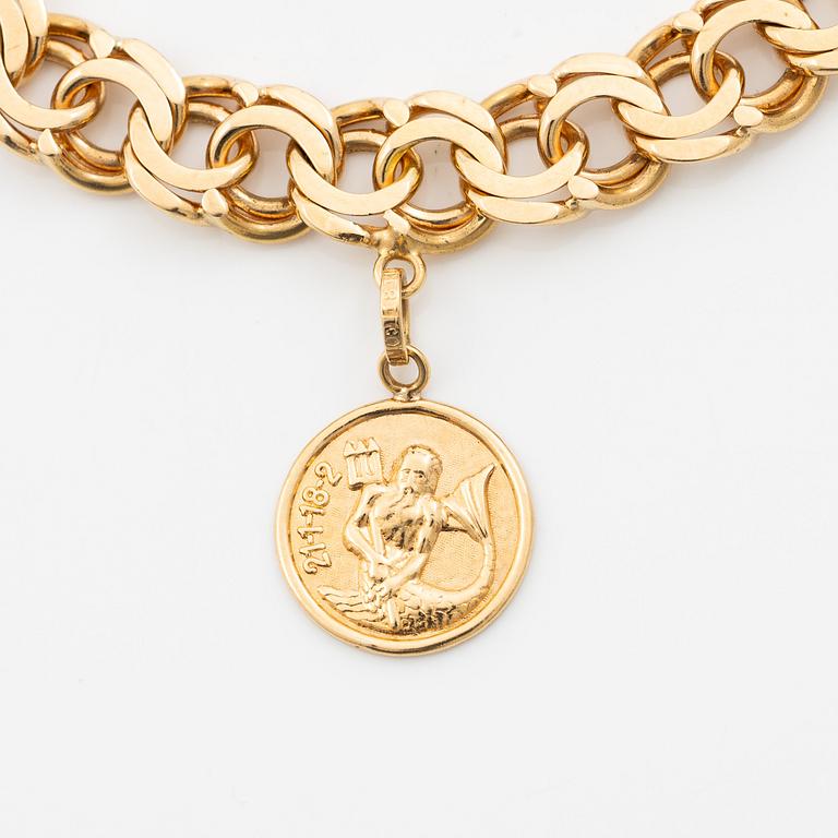 Bracelet, 18K gold, with charms including zodiac signs.