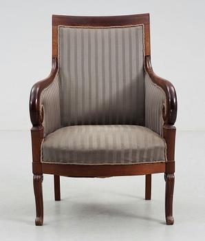 FÅTÖLJ, empire, 1800-talets första hälft.