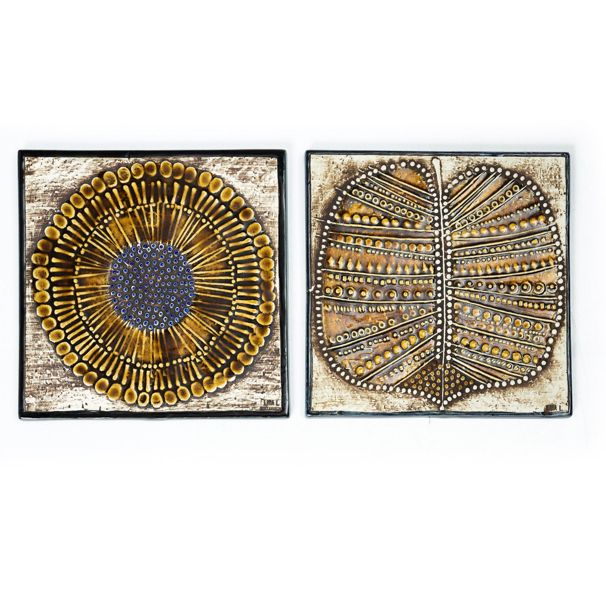 Lisa Larsson, a set of six stoneware wall plaques, Gustavsberg.