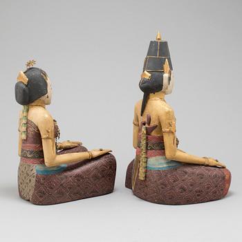 Two wooden sculptures, south east asia, 20th century.