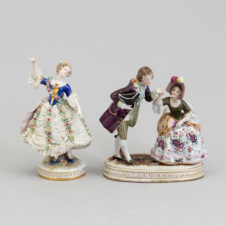 2 european porcelain figurines, ca 1900.