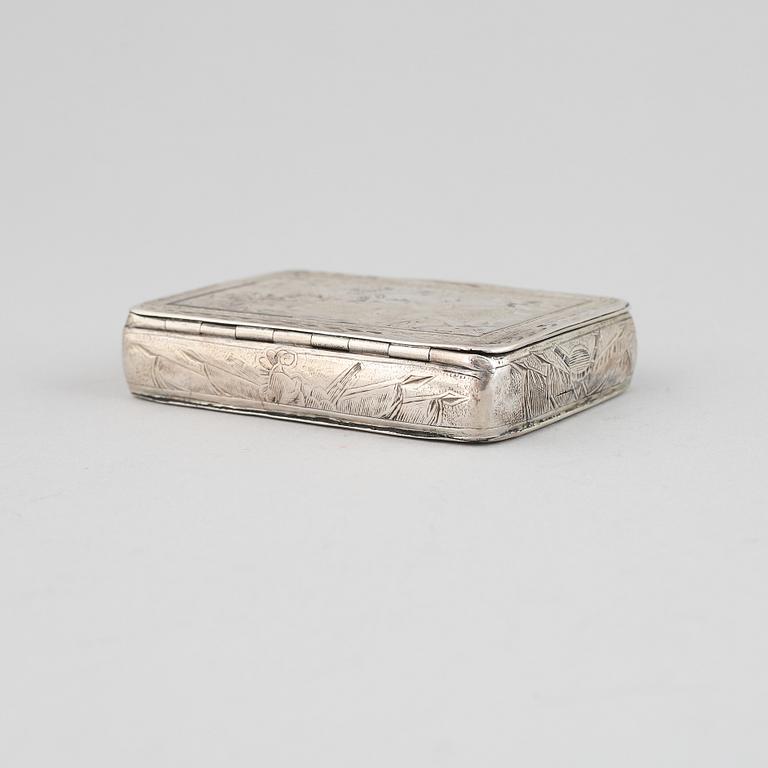 A Russian 19th century silver snuff-box, unidentified makers mark, Moscow 1815.