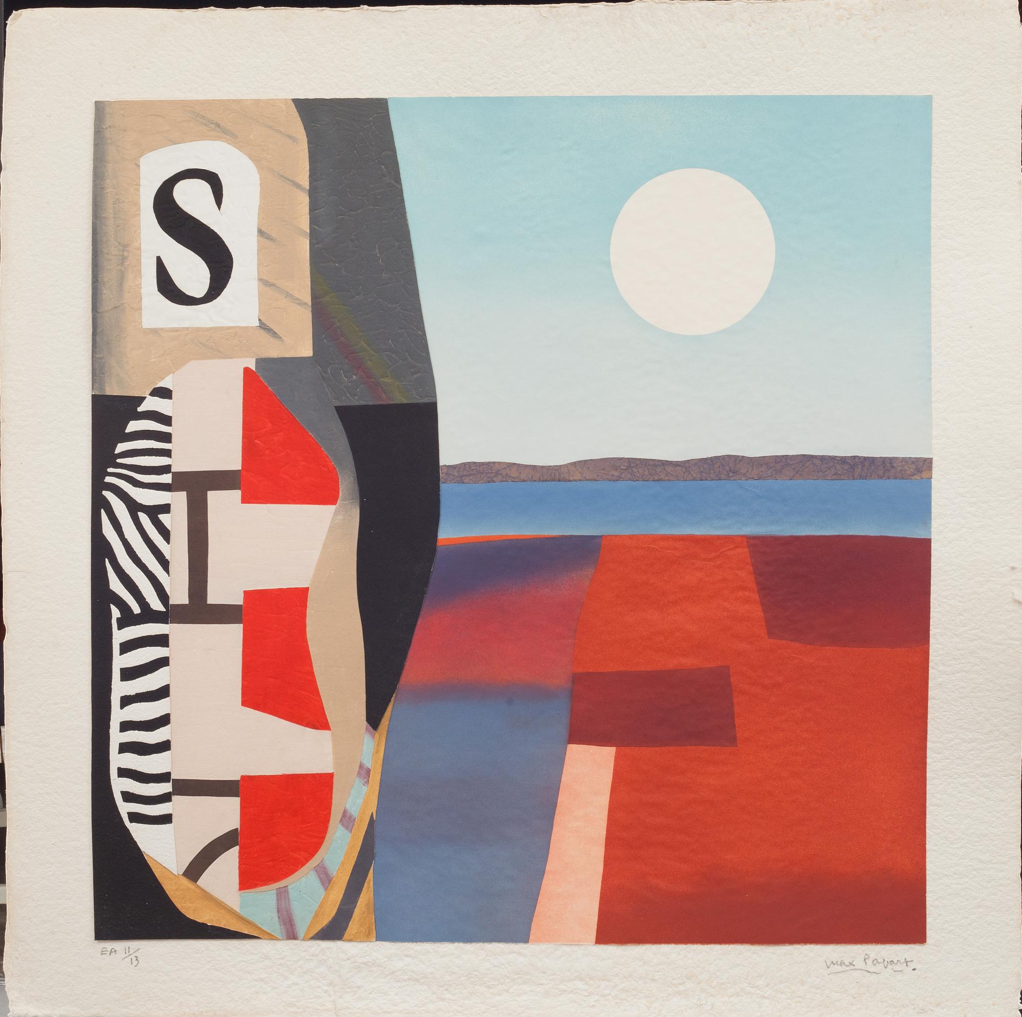 MAX PAPART, färglitografi med collage, signerad och numrerad 11/13.