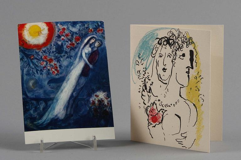 VYKORT, signerat av Marc Chagall, samt Chagalls hustru.