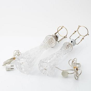 Carl Fagerlund, two glass table lights, Orrefors.