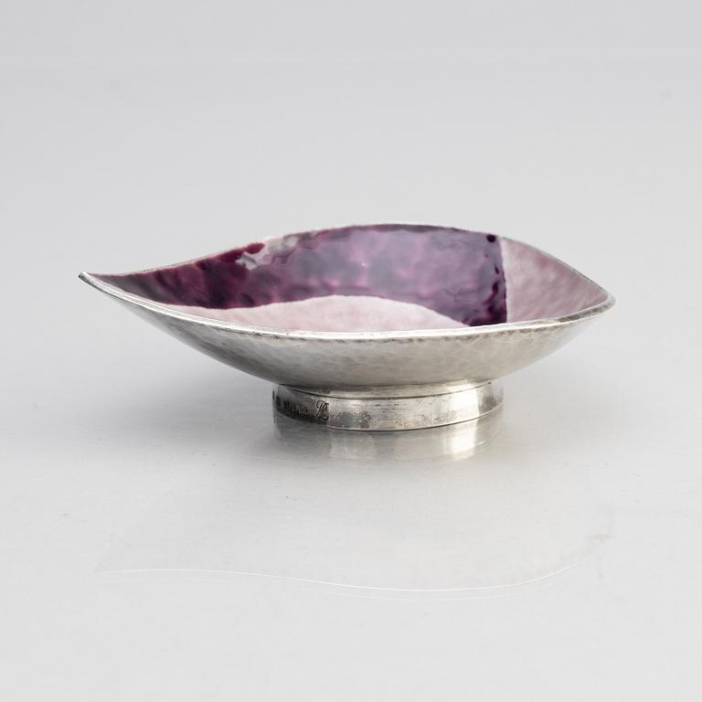 A sterling silver and enamel bowl, design Barbro Littmarck,  W.A. Bolin, Stockholm 1957.