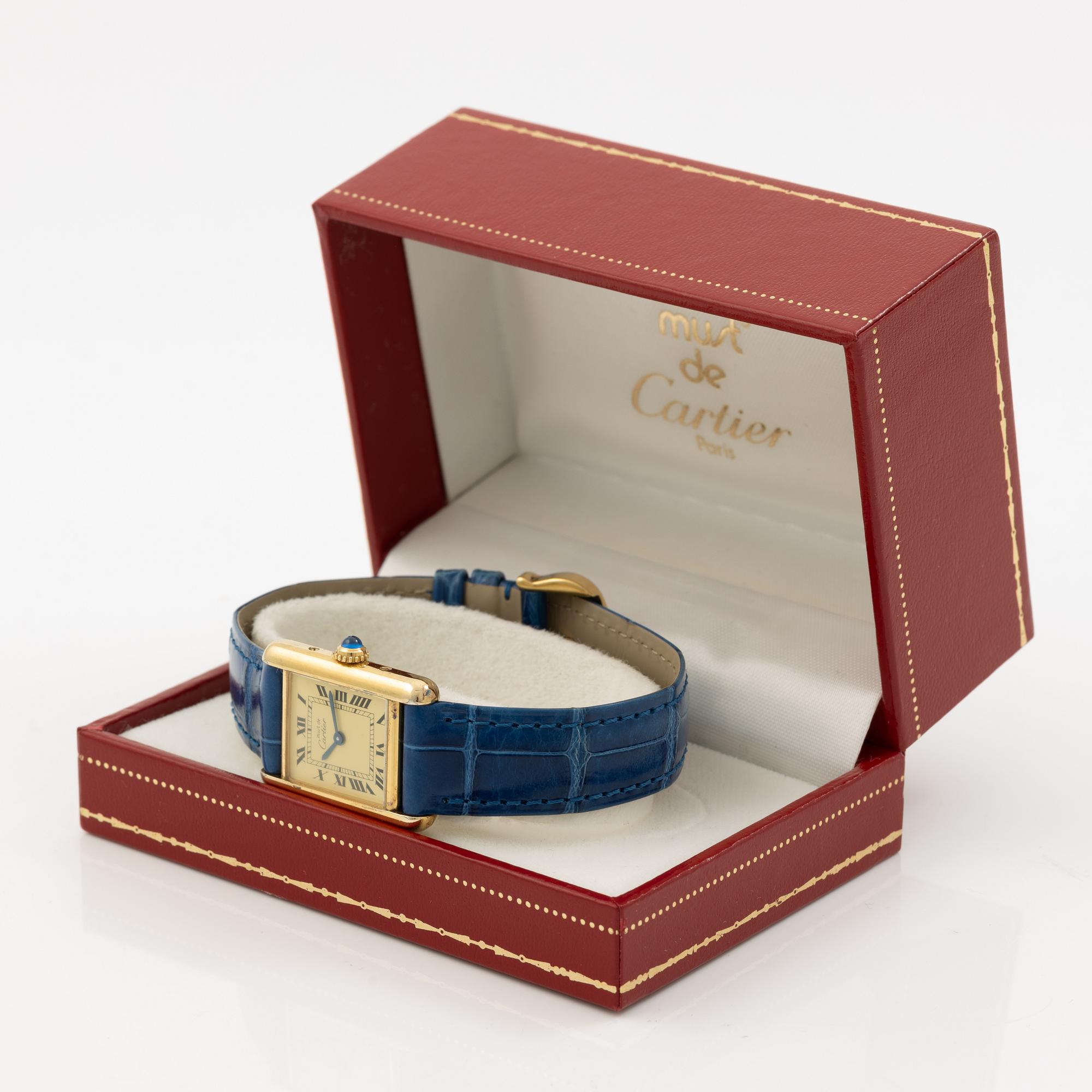 must de Cartier, Tank, wristwatch, 20.5 x 20 (28) mm.