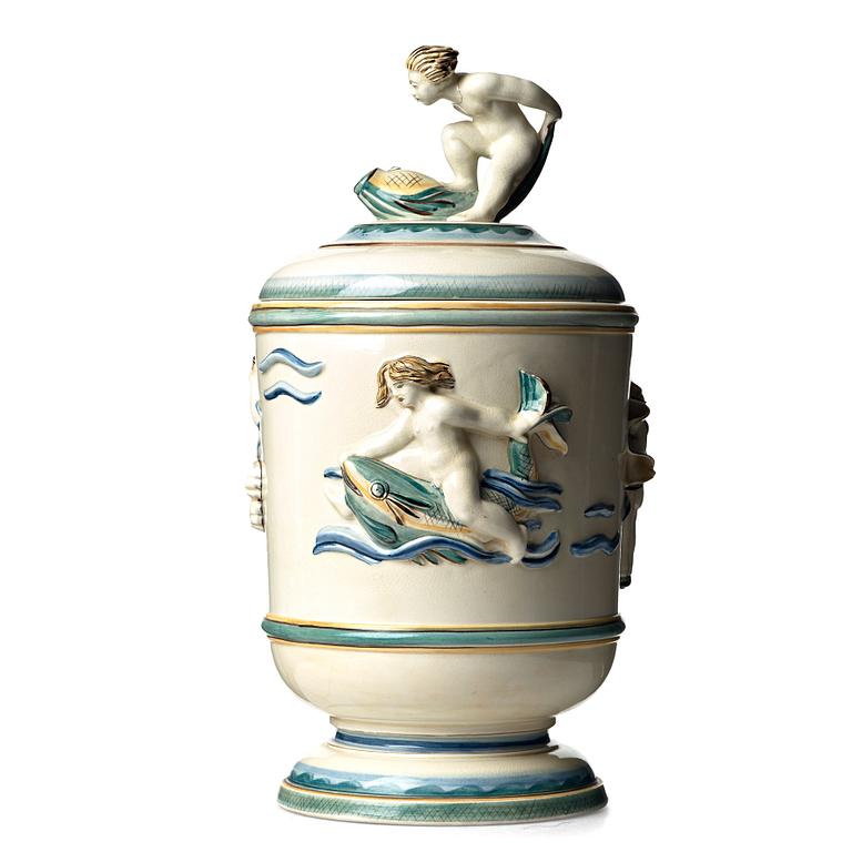 Tyra Lundgren, a creamware urn, Rörstrand, Sweden, ca 1930. This model was included in the 1930 Stockholm exhibition.