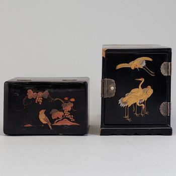 Two Japanese lacquered wooden boxes, Meiji (1868-1912).