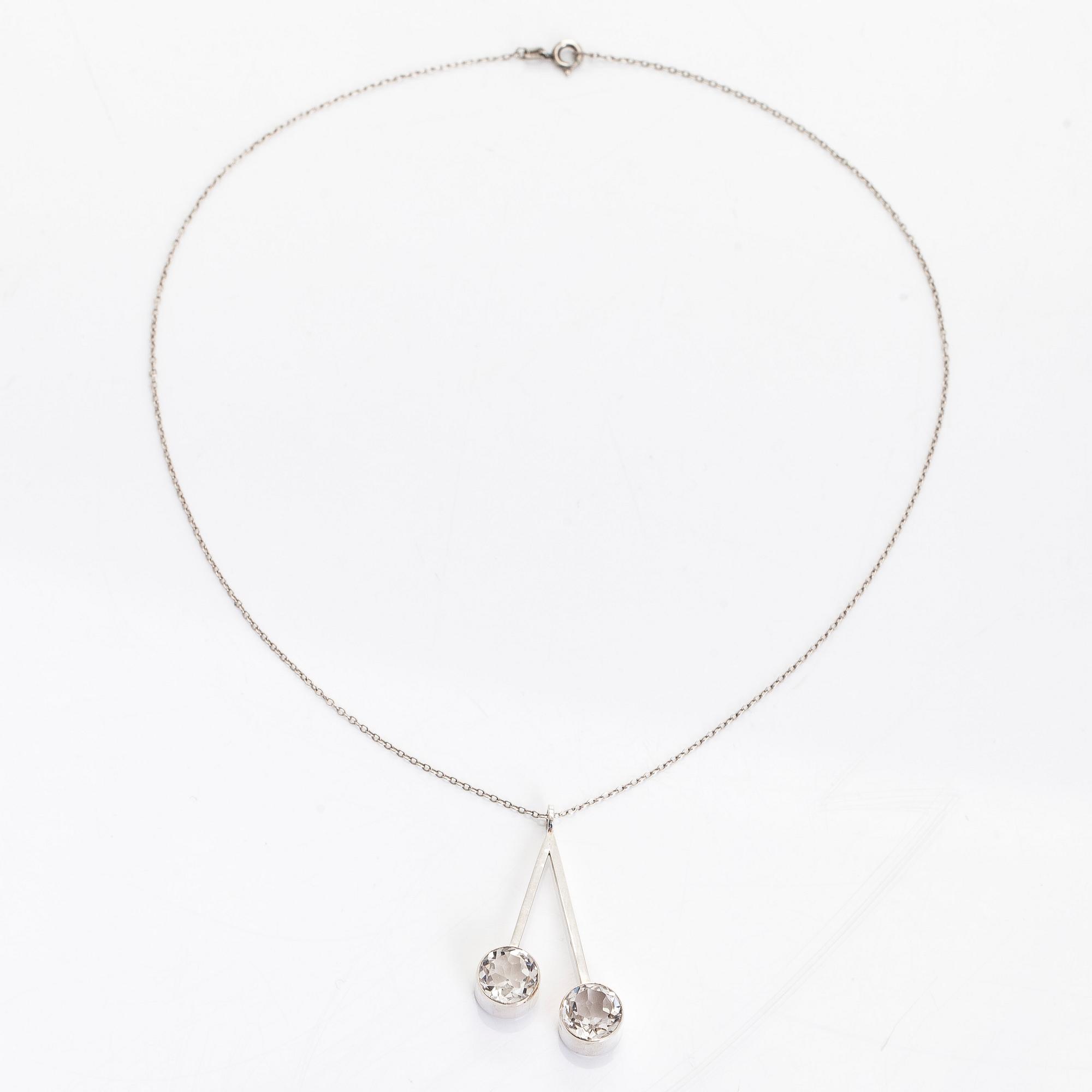 Tuomo Rissanen, halssmycke, bergskristall, silver, Kuopio 1966.