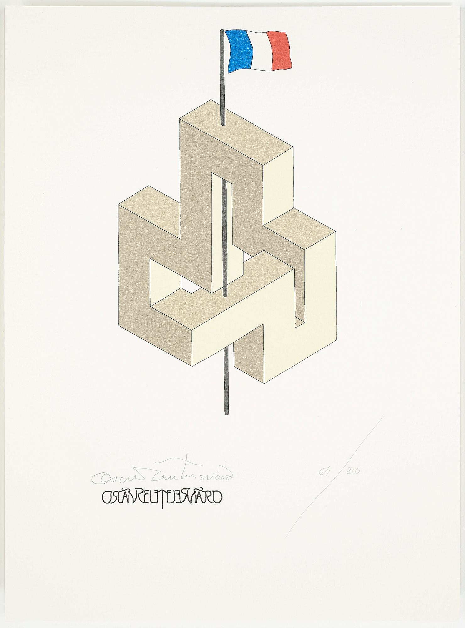 OSCAR REUTERSVÄRD, 14 st, mapp av färglitografier, signerade och numrerade 64/210.