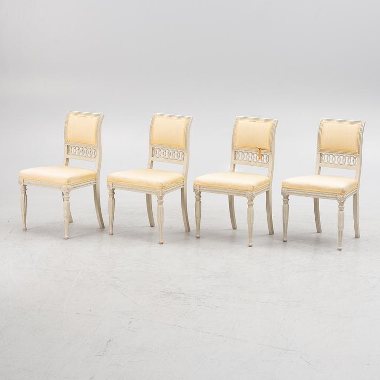 Four chairs, late Gustavian style,from  around th year 1900.
