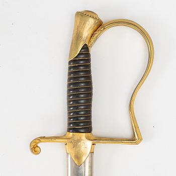 Sabre, Swedish, m/1891 for an officer in the supply corps, with scabbard.