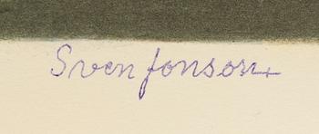 Sven Jonson, mapp med 5 färglitografier, stämpelsignerade och numrerade,158/390.