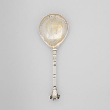 529. A Swedish 18th century parcel-gilt spoon, marks of Nils Grubb, Hudiksvall 1759.