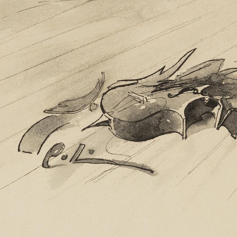 Carl Larsson, tuschlavering, signerad C.L.