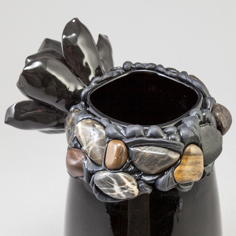 ZANDRA AHL, vase in mixed media, signed with label.