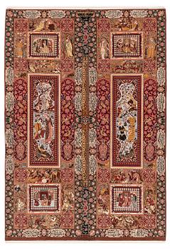 412. An Isfahan, Central Persia, part silk, signed, c. 270 x 185 cm.