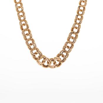 Kaulaketju, bismarck-ketju, 14K kultaa, suomalaiset leimat 1988.