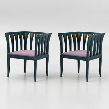Eliel Saarinen, armchairs, a pair, "Blue Chair", Adelta, Finland 1983.