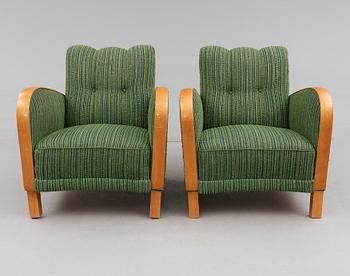 FÅTÖLJER, 1 par, 1900-talets första hälft.