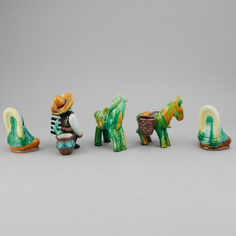 Gunnar Nylund, five stoneware and creamware figurines, Rörstrand, Sweden mid 20th century.