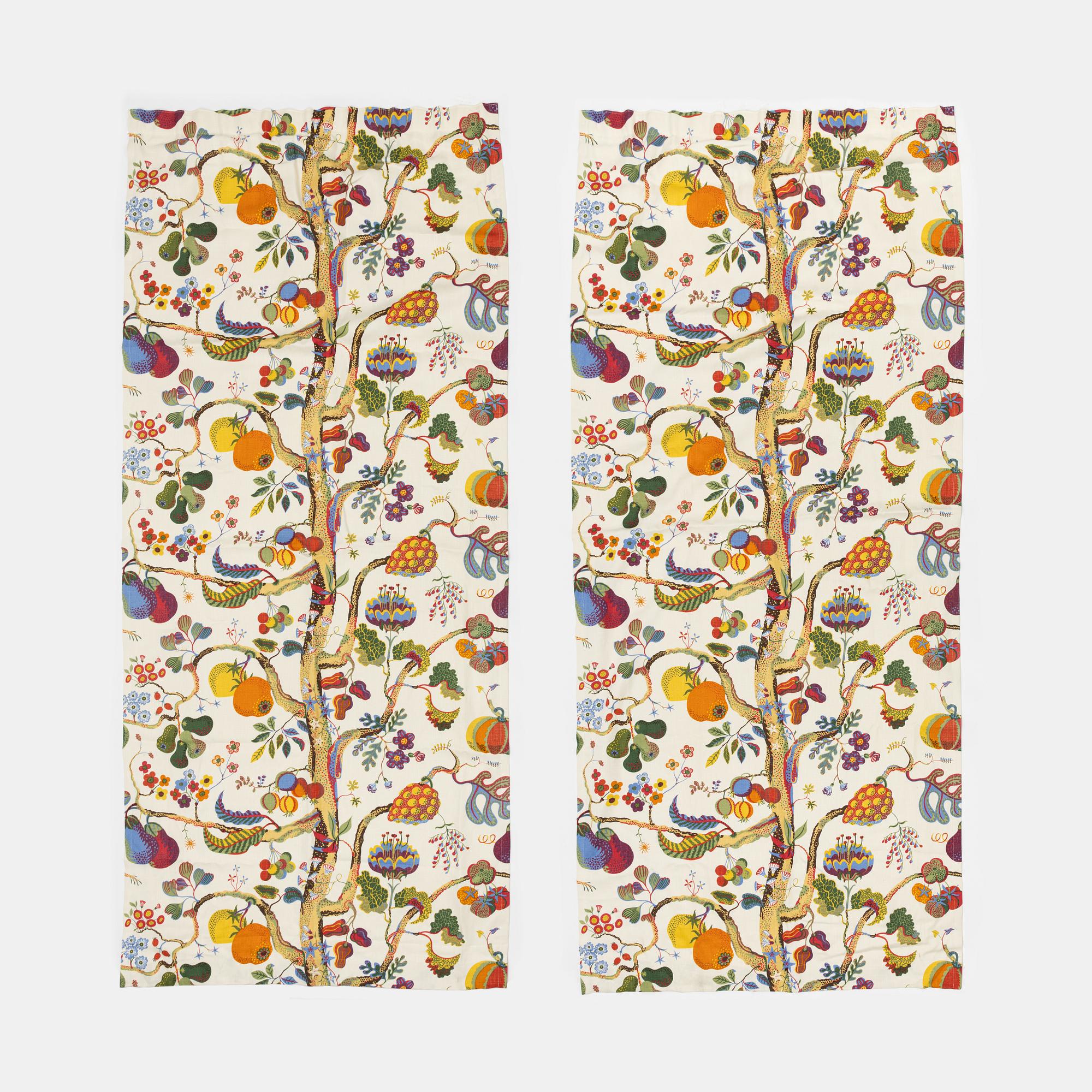 Josef Frank, gardiner, ett par, "Vegetable Tree", Firma Svenskt Tenn.