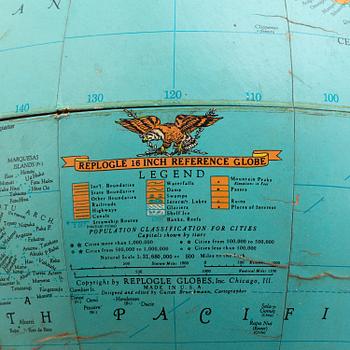 A "LEGEND" GLOBE, USA, first half of the 20th century.