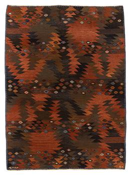 230. Barbro Nilsson, matto, "Tånga brun original", flat weave, ca 275 x 192-200,5 cm, signed AB MMF BN.