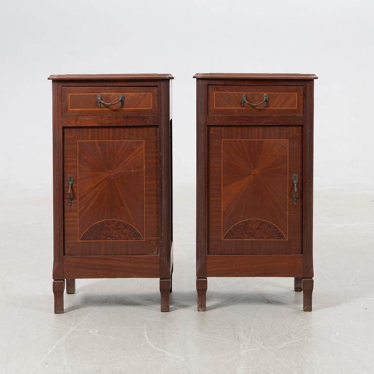 Bedside tables, a pair, first half of the 20th century.