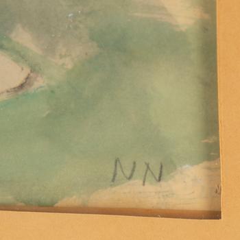 NILS NILSSON, watercolour & gouache, signed.