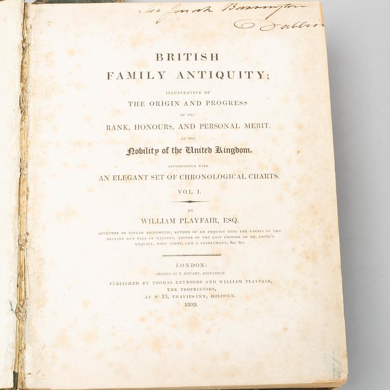 BRITISH FAMILY ANTIQUITY, 2 volumes, By William Playfair esq, London 1809.