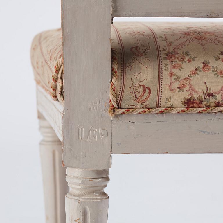 A pair of Gustavian chairs by J. Lindgren (master in Stockholm 1770-1800).
