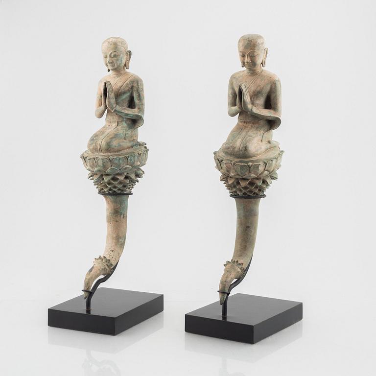 A pair of Buddhist sculptures, Thailand, 20th century.