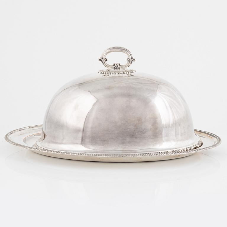 A plate food dome cover, Elkington & Co, Birmingham, England 1891.