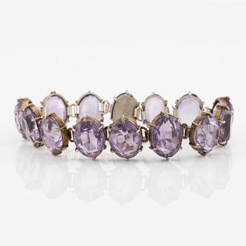 Hedblom, necklace and bracelet, silver with amethysts, Stockholm 1893 and 1897.