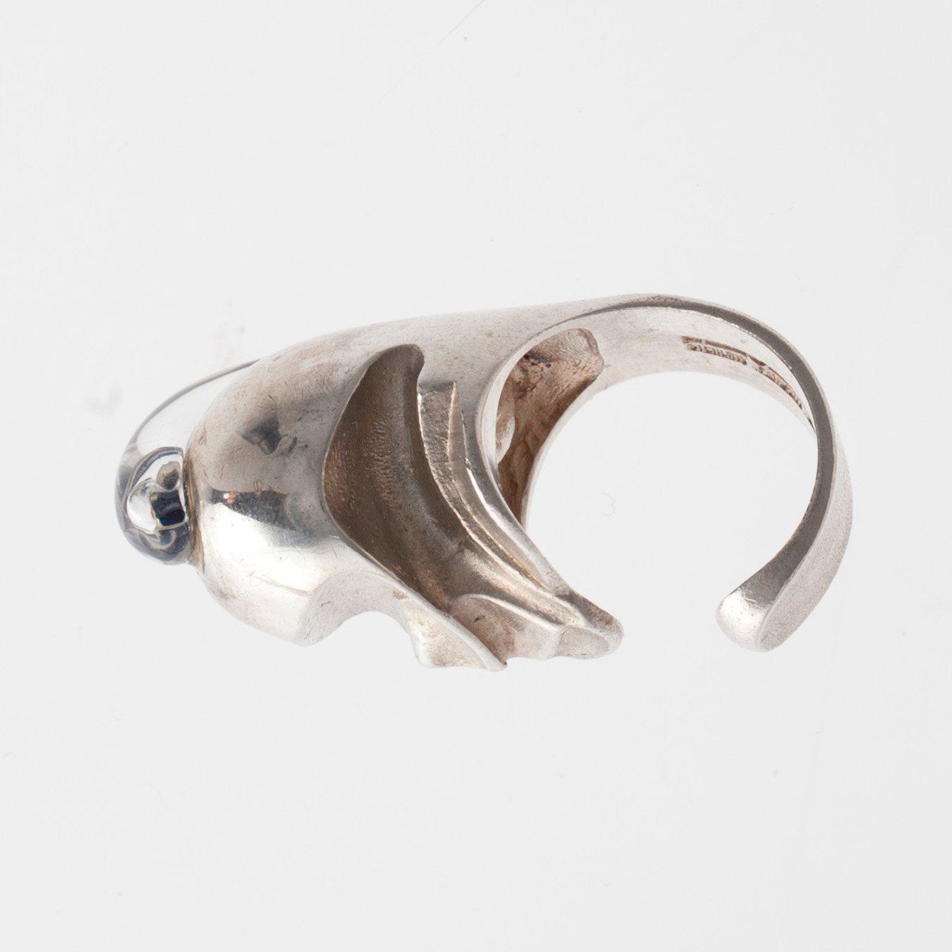 Björn Weckström, RING, sterling silver, akryl, "Jaaras hjälm" Lapponia 1972.