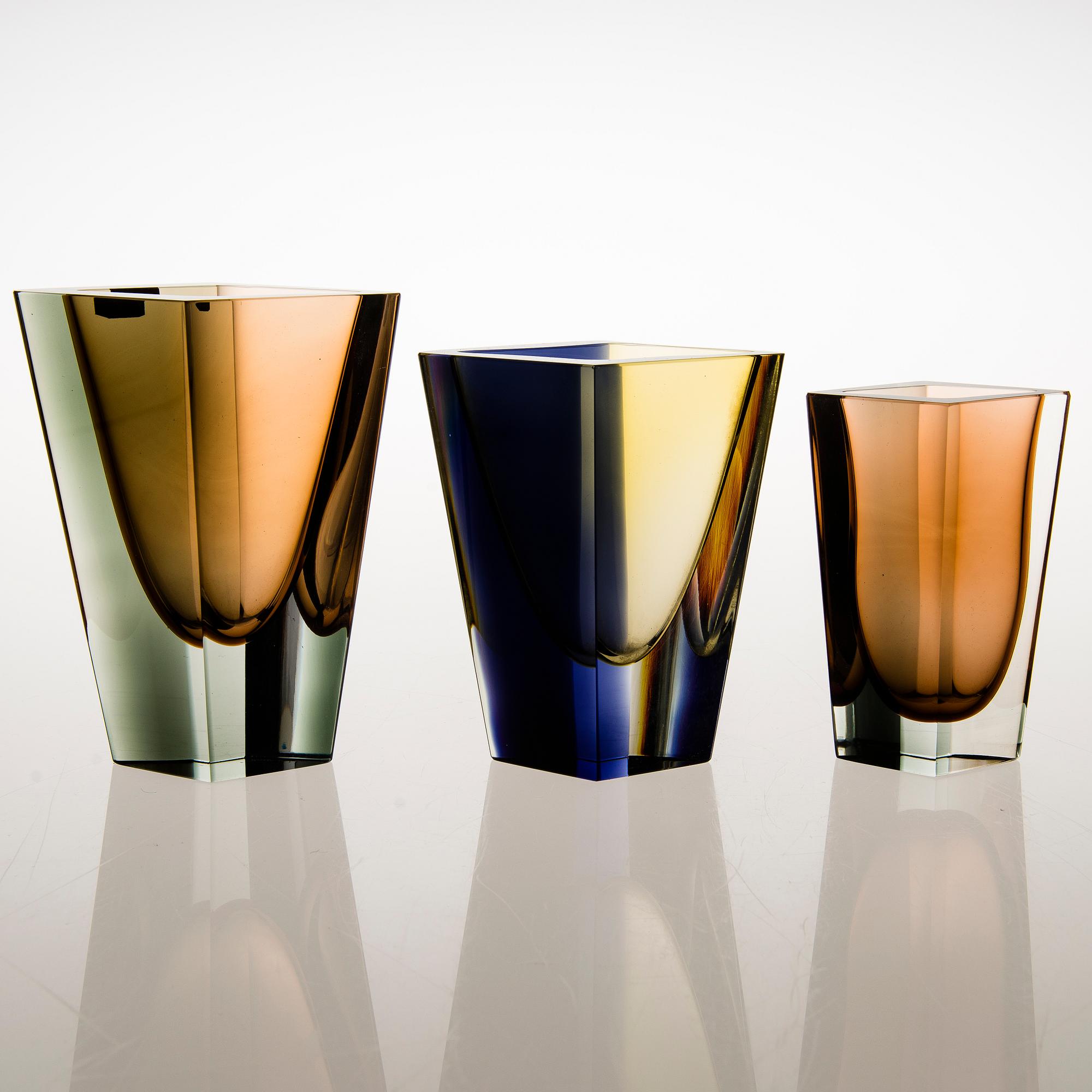 Kaj Franck, A set of six signed 'Prisma' vases.