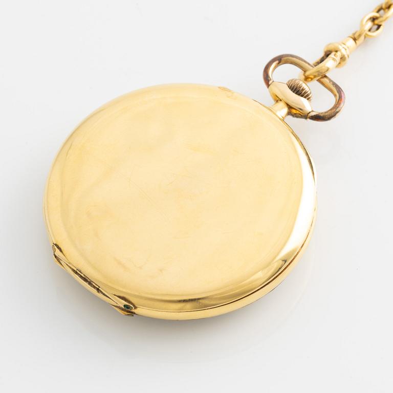 Pocket watch, 18K gold with Chatelaine, 49.5 mm.